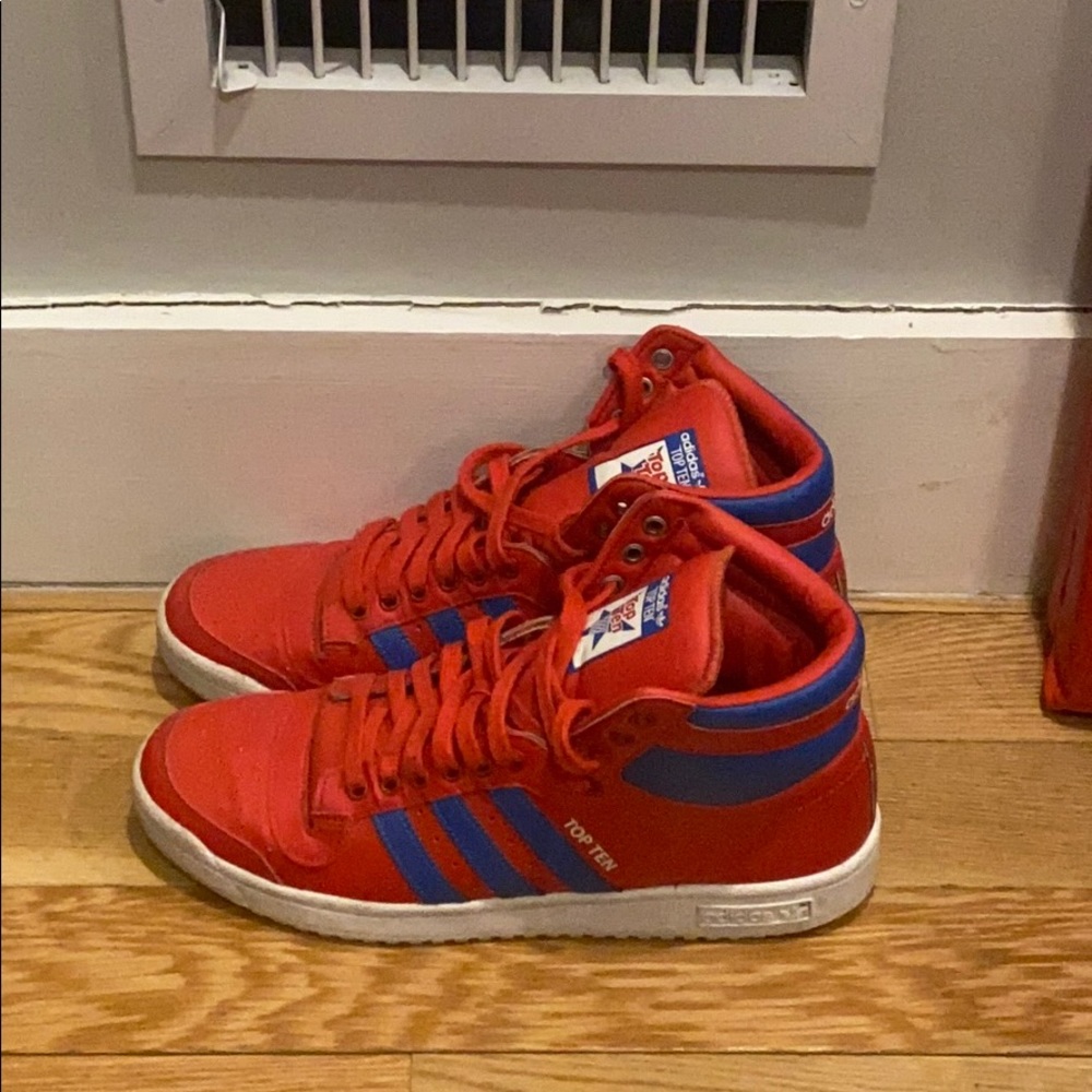 Adidas Top Ten Red and Blue High Top Sneakers